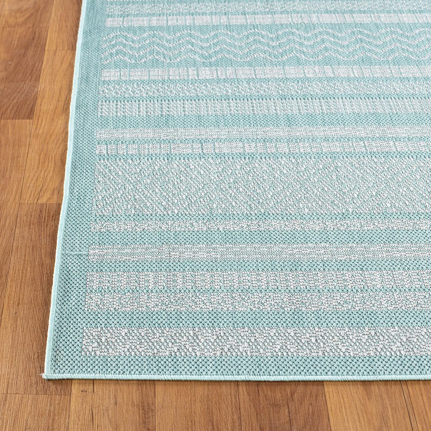 Contemporary Bohemain Stripes Indoor/Outdoor Flatweave Waterproof Backyard Patio Area Rug