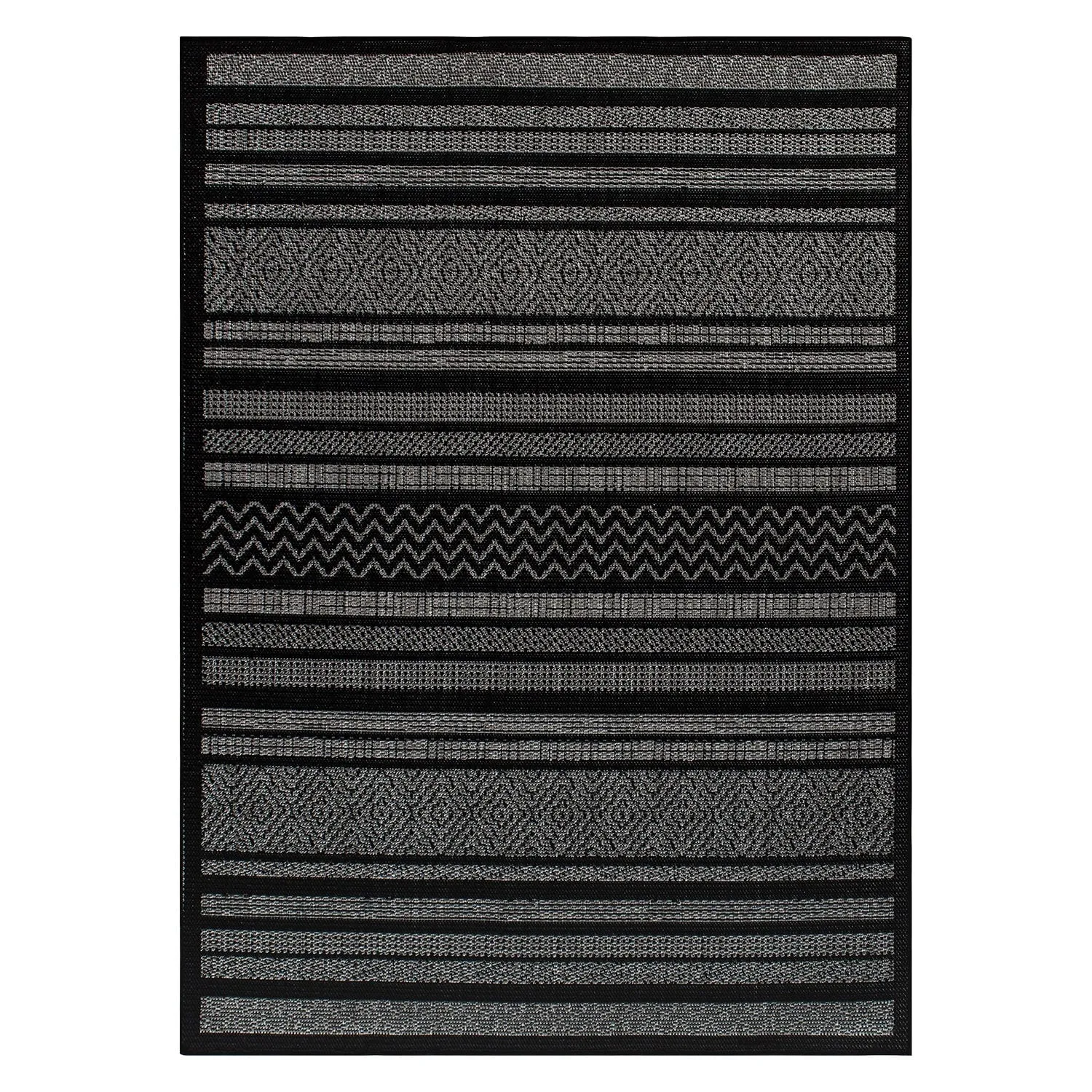 Contemporary Bohemain Stripes Indoor/Outdoor Flatweave Waterproof Backyard Patio Area Rug
