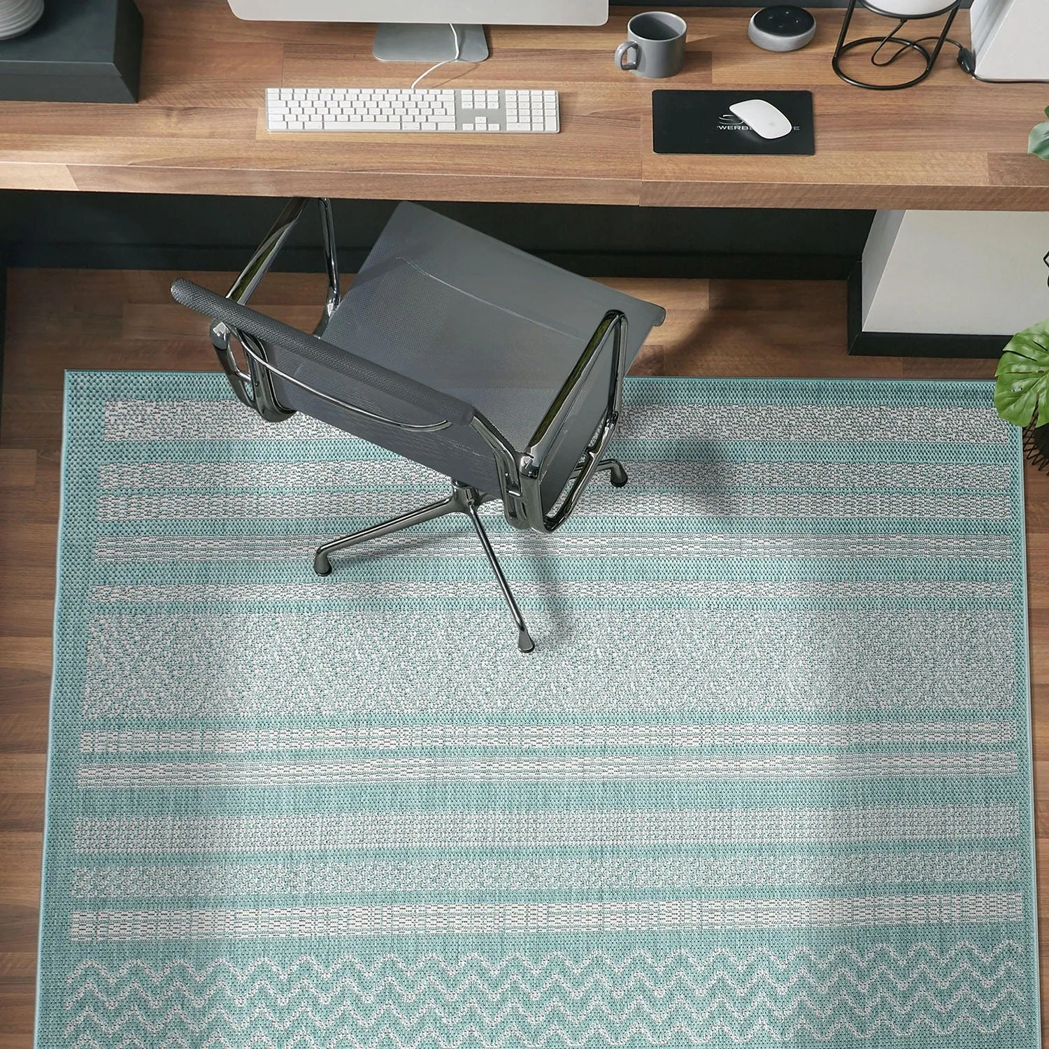 Contemporary Bohemain Stripes Indoor/Outdoor Flatweave Waterproof Backyard Patio Area Rug