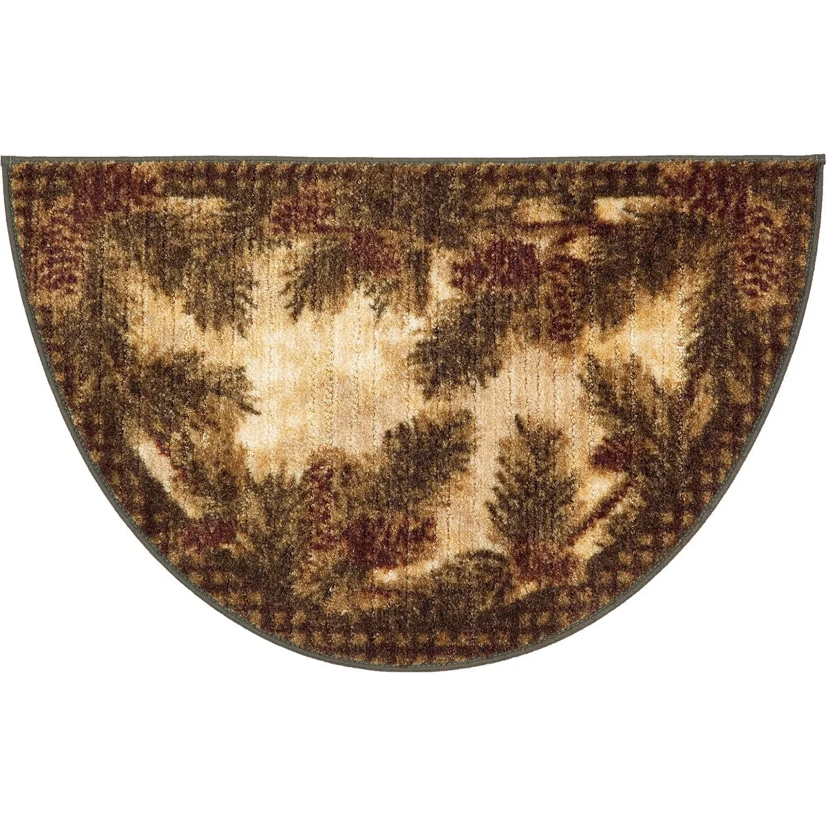 Cozy Cabin Pine Cone Gingham Nylon Washable Lodge Rug