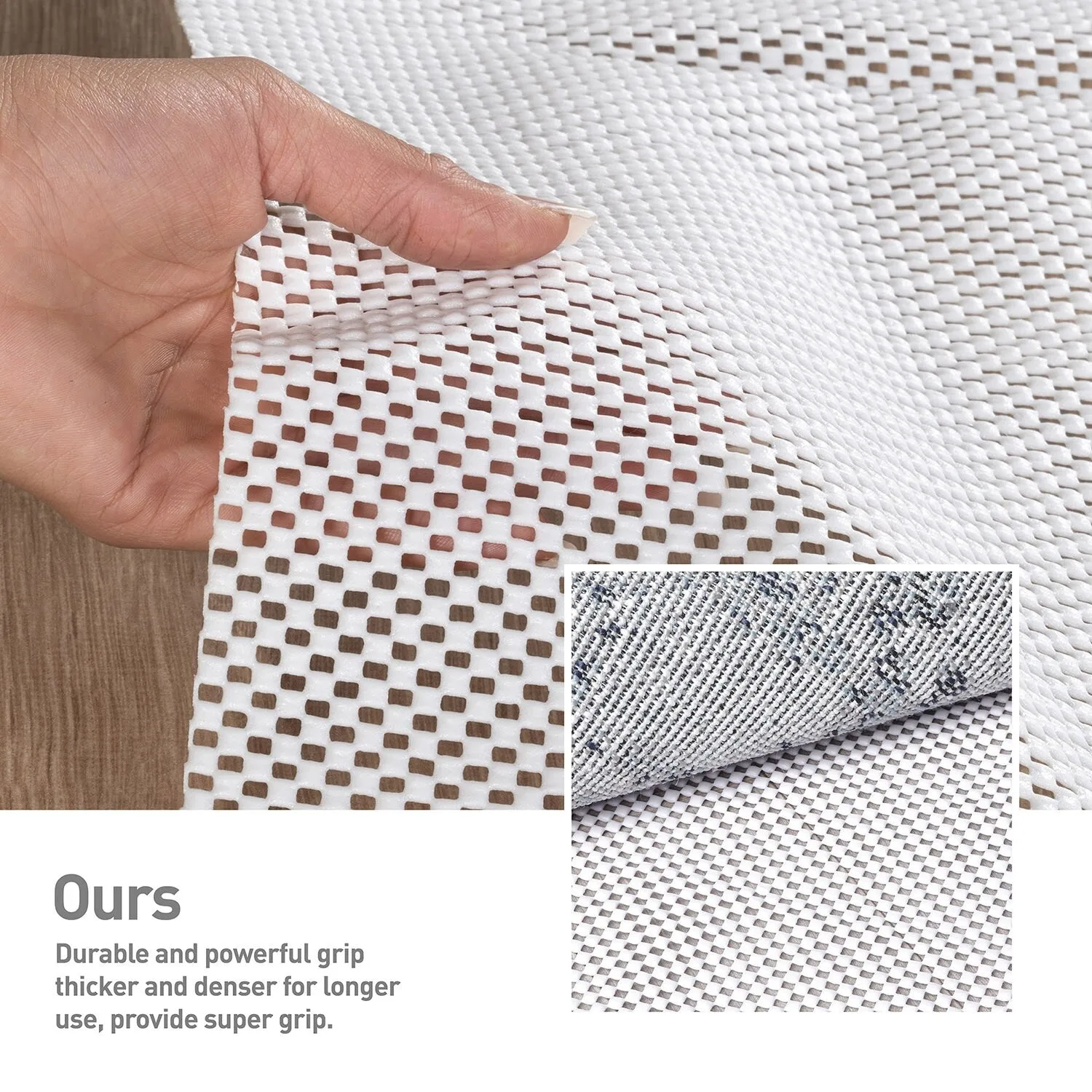 Cushioned Non Slip Rug Pad for Hard Surfaces - Beige