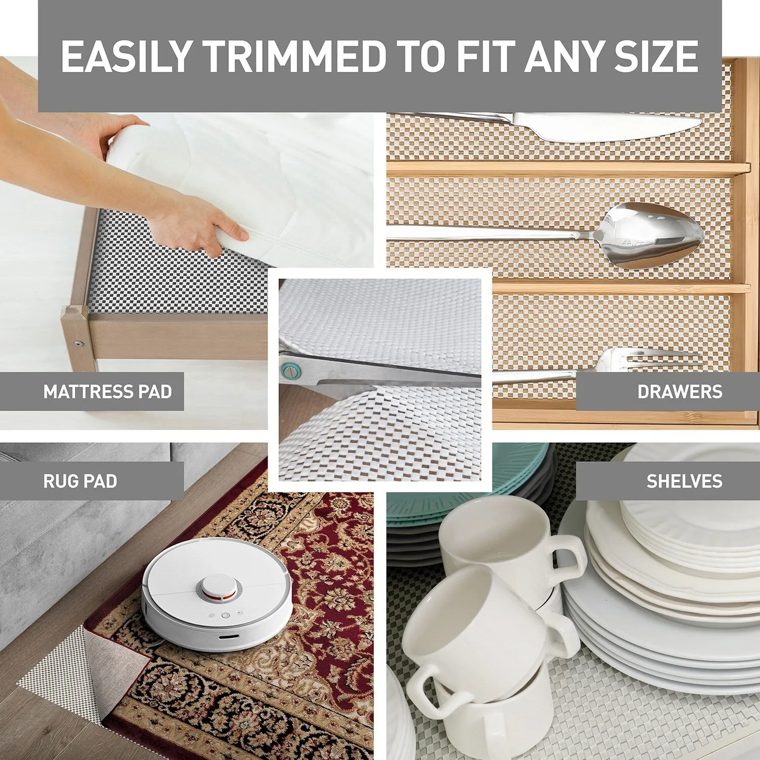 Cushioned Non Slip Rug Pad for Hard Surfaces - Beige