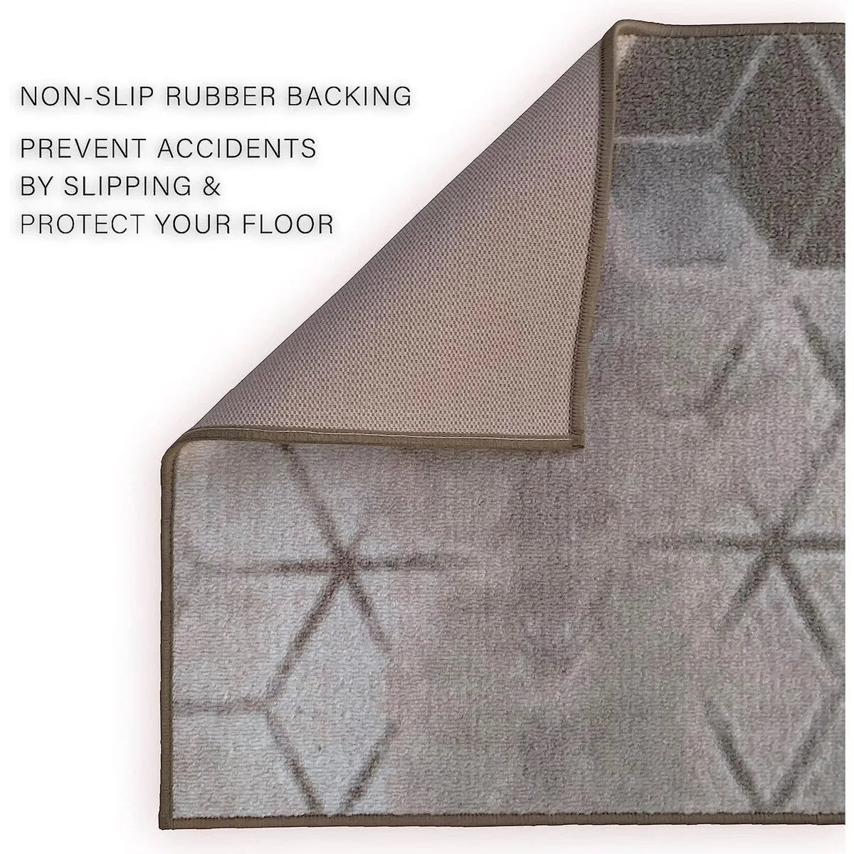 Custom Size Cubes Abstract Design Blue.Beige Color Non-Slip Rubber Backing-26 Inch WidexYour Choice of Length Runner Rug