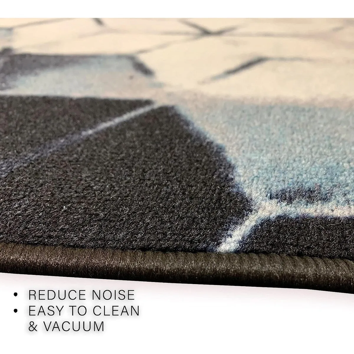 Custom Size Cubes Abstract Design Blue.Beige Color Non-Slip Rubber Backing-26 Inch WidexYour Choice of Length Runner Rug
