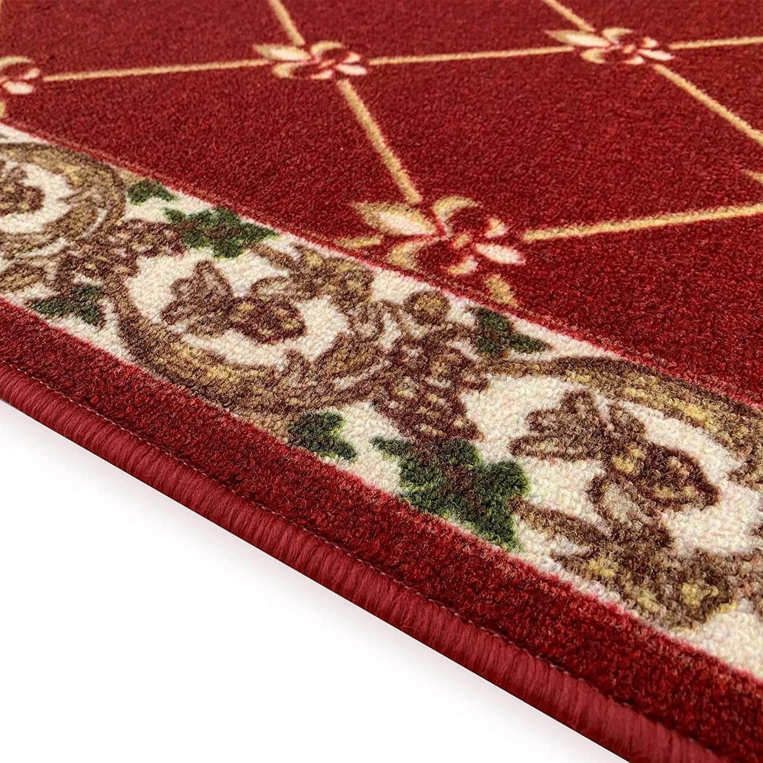 Custom Size Fleur De Lis 31 Inch Wide Non-Slip Stair Runner Rug