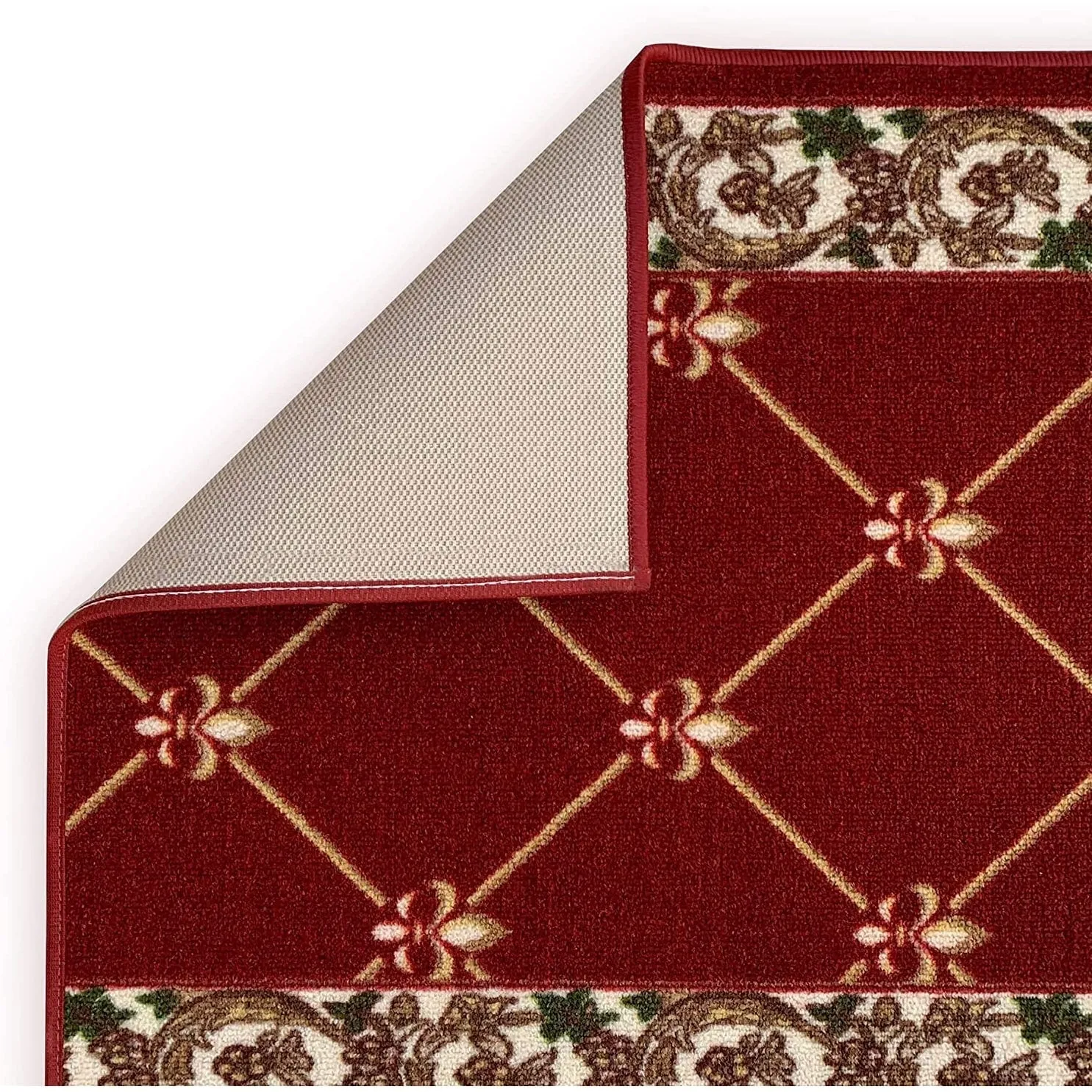 Custom Size Fleur De Lis 31 Inch Wide Non-Slip Stair Runner Rug
