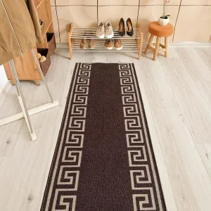Custom Size Greek Design 26 Inch Wide Non-Slip Stair Runner Rug
