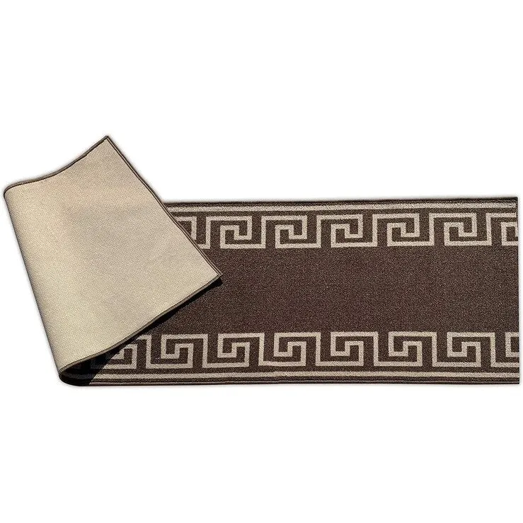 Custom Size Greek Design 26 Inch Wide Non-Slip Stair Runner Rug