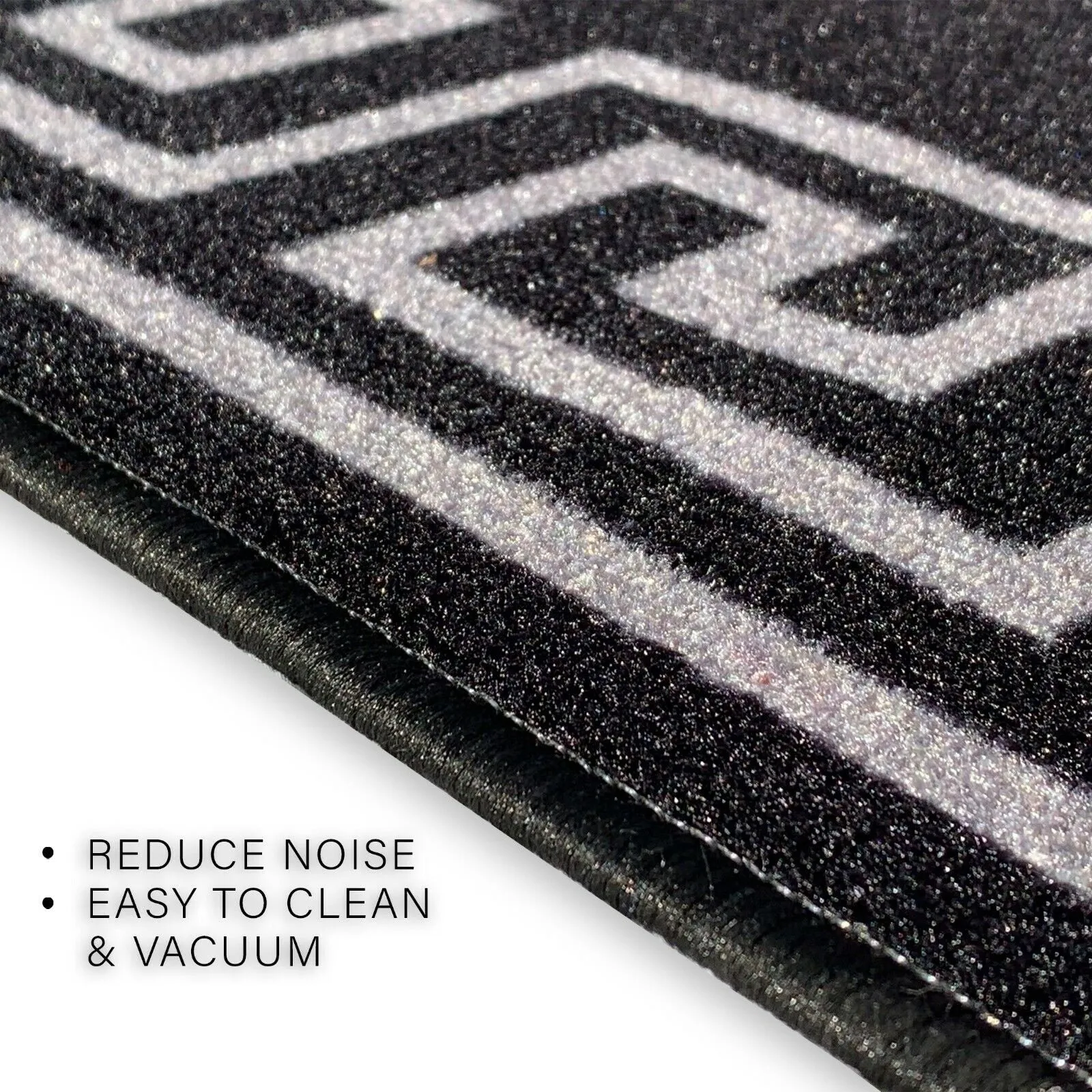 Custom Size Greek Key Design BlackGold.BlackSilver Color Non-Slip Rubber Backing- 31 Inch WidexYour Choice of Length Runner Rug
