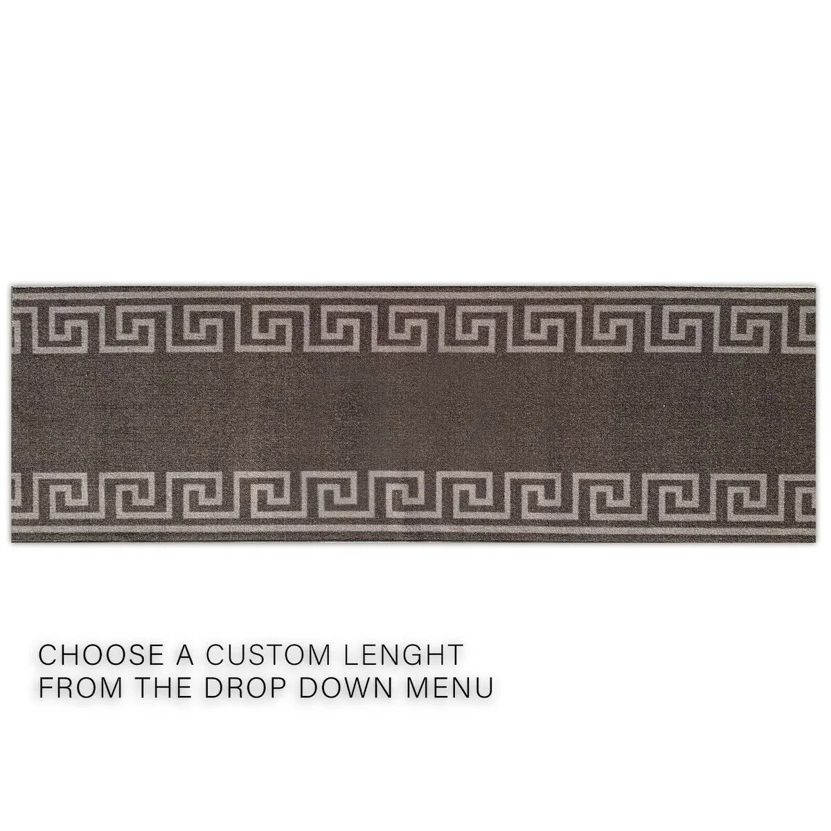 Custom Size Greek Key Design Gray. Dark Gray Color Non-Slip Rubber Backing- 31 Inch WidexYour Choice of Length Runner Rug