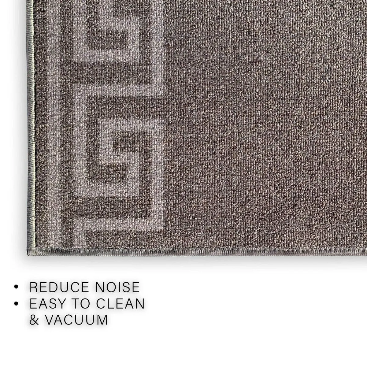 Custom Size Greek Key Design Gray. Dark Gray Color Non-Slip Rubber Backing- 31 Inch WidexYour Choice of Length Runner Rug