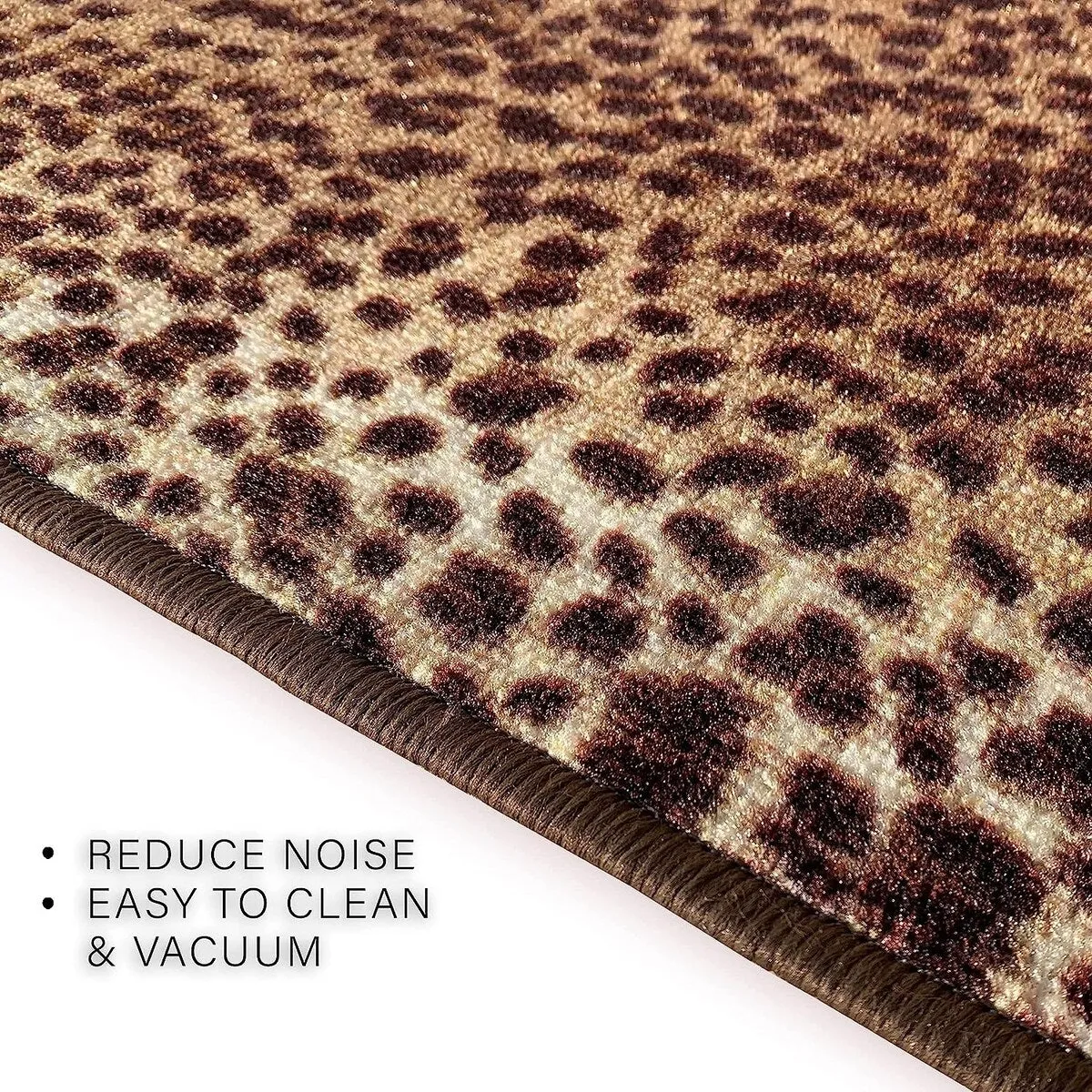 Custom Size Leopard Design Brown Color Non-Slip Rubber Backing- 31 Inch WidexYour Choice of Length Runner Rug
