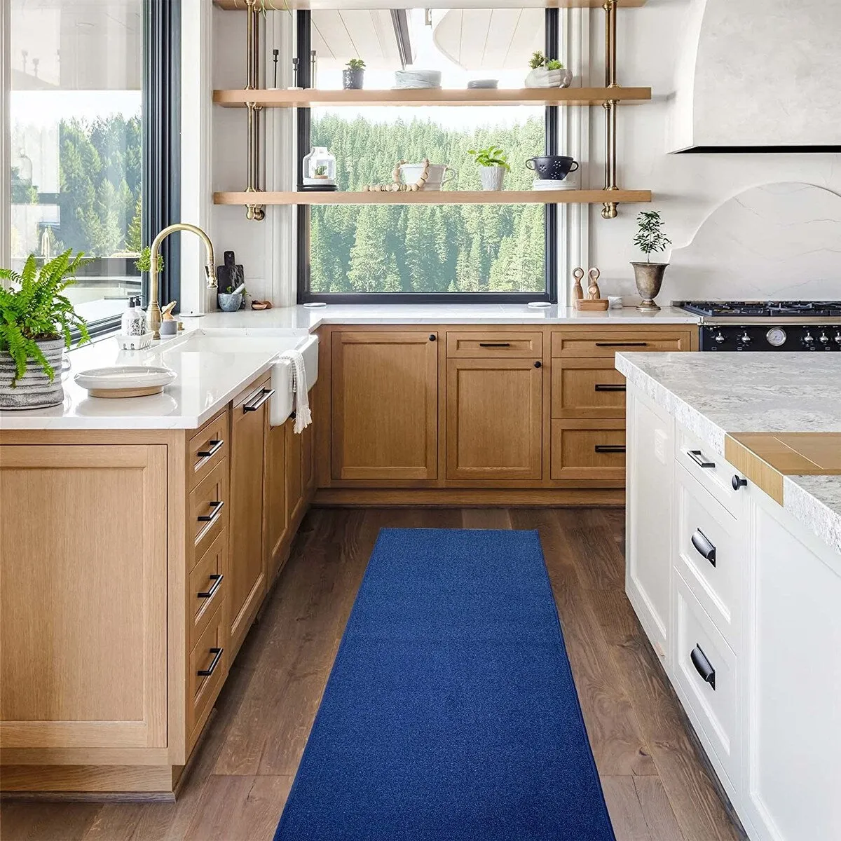 Custom Size Solid Design 26 Inch Wide Non-Slip Stair Runner Rug