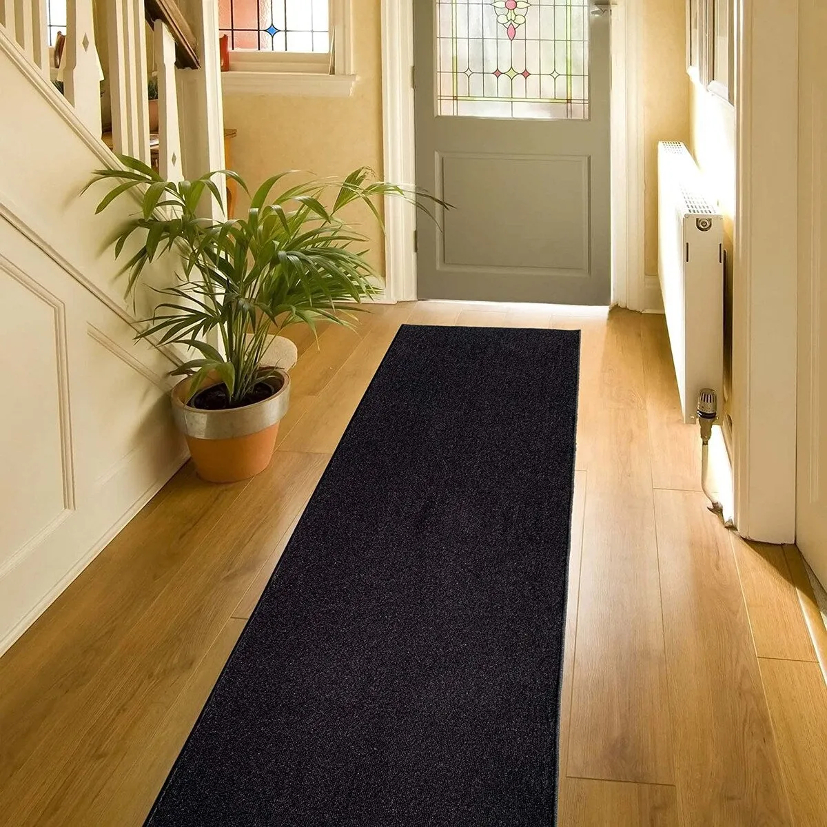 Custom Size Solid Design 26 Inch Wide Non-Slip Stair Runner Rug