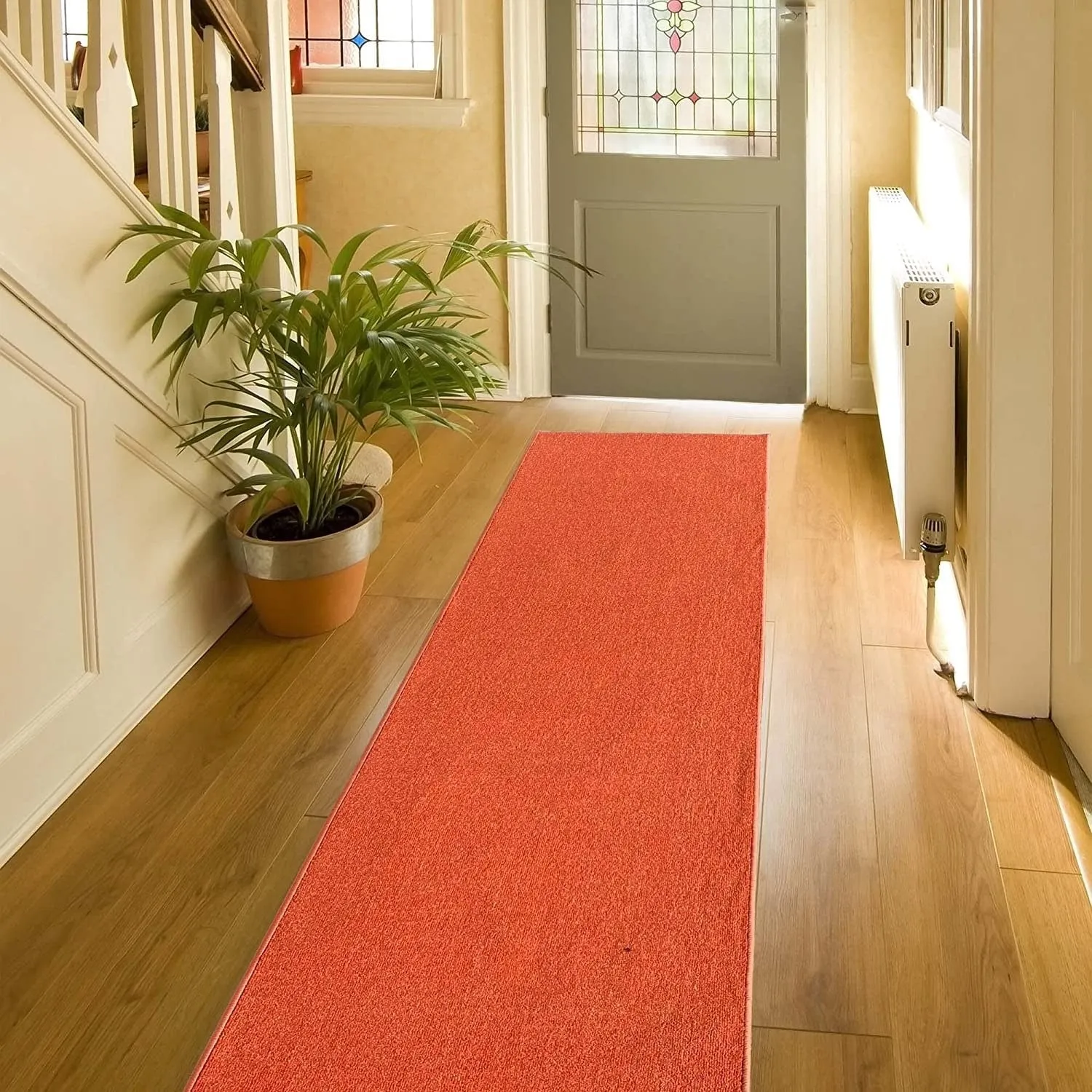 Custom Size Solid Design 31 Inch Wide Non-Slip Stair Runner Rug