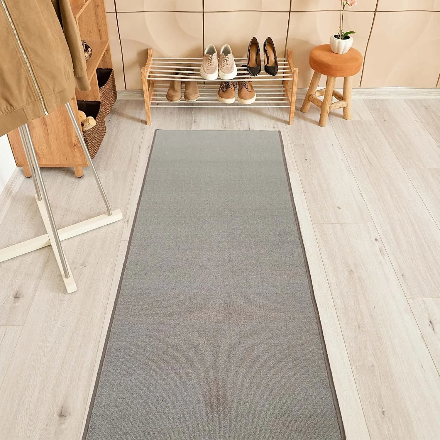 Custom Size Solid Design 31 Inch Wide Non-Slip Stair Runner Rug