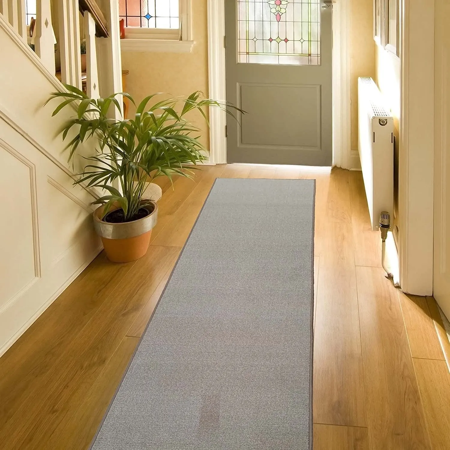 Custom Size Solid Design 31 Inch Wide Non-Slip Stair Runner Rug