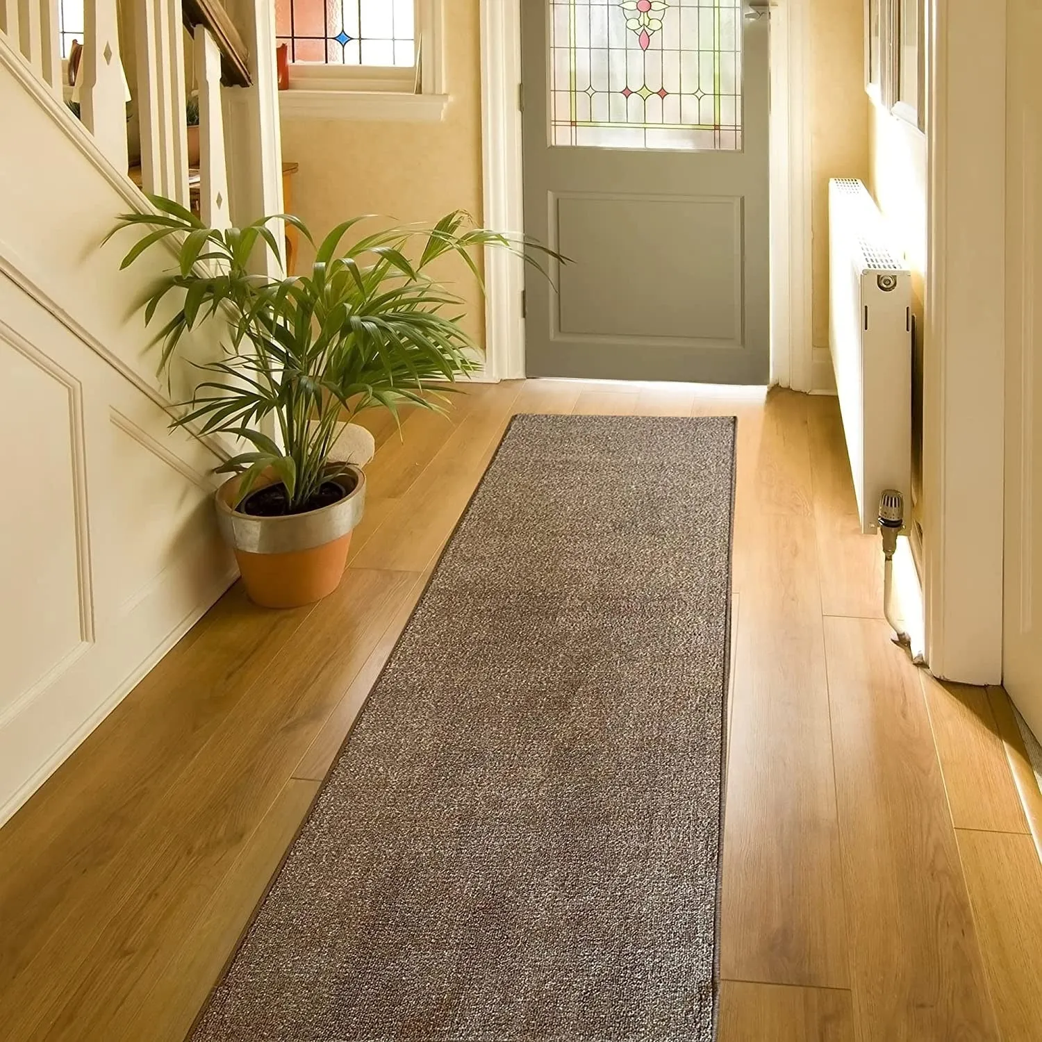 Custom Size Solid Design 31 Inch Wide Non-Slip Stair Runner Rug