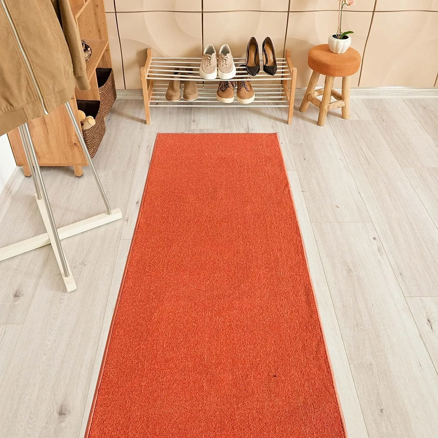 Custom Size Solid Design 31 Inch Wide Non-Slip Stair Runner Rug