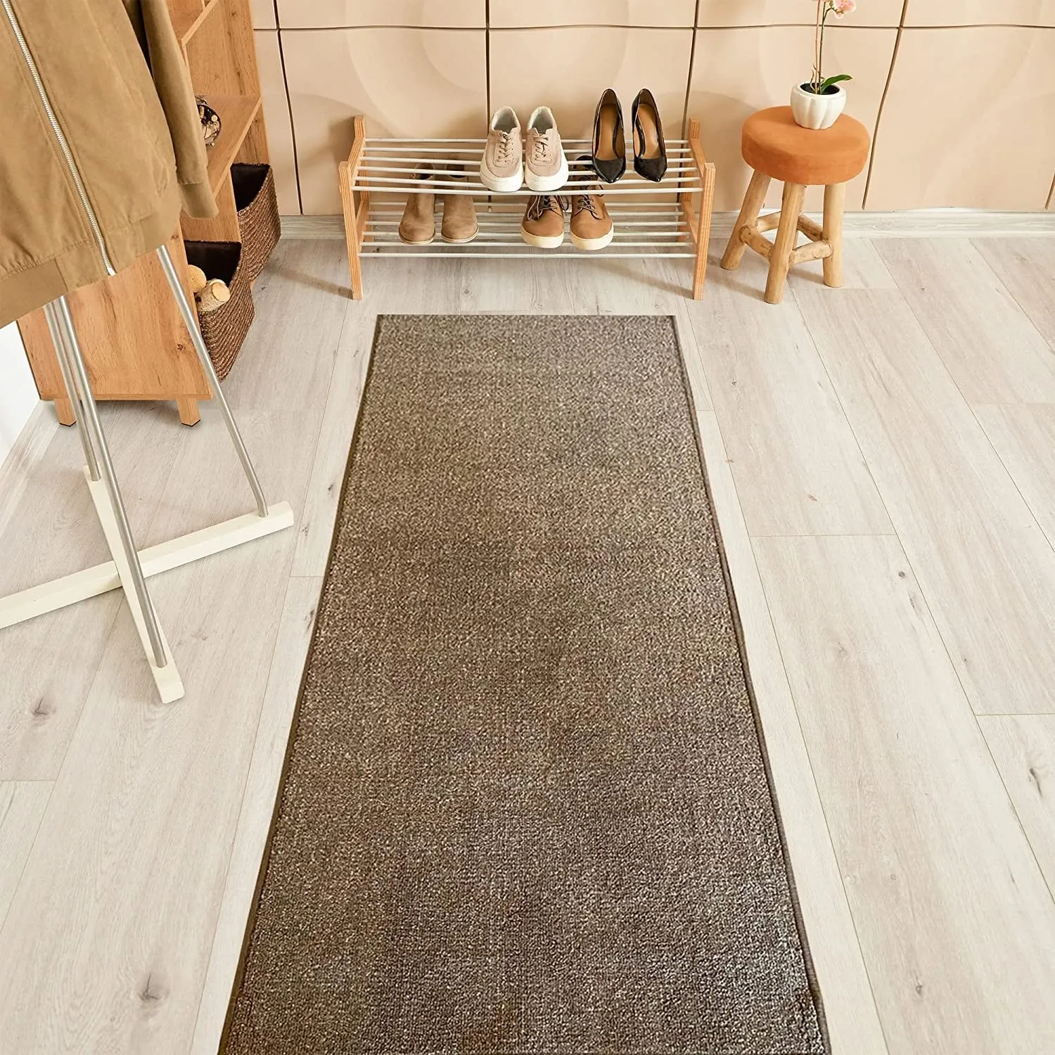 Custom Size Solid Design 31 Inch Wide Non-Slip Stair Runner Rug