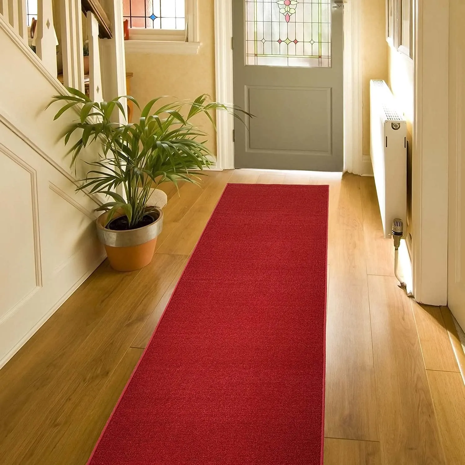 Custom Size Solid Design 31 Inch Wide Non-Slip Stair Runner Rug