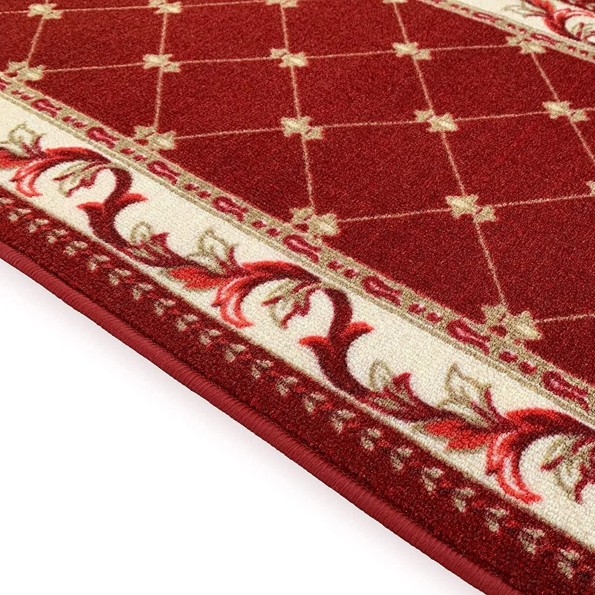 Custom Size Trellis French 31 Inch Wide Non-Slip Stair Runner Rug