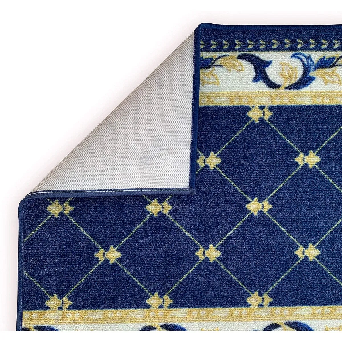 Custom Size Trellis French 31 Inch Wide Non-Slip Stair Runner Rug