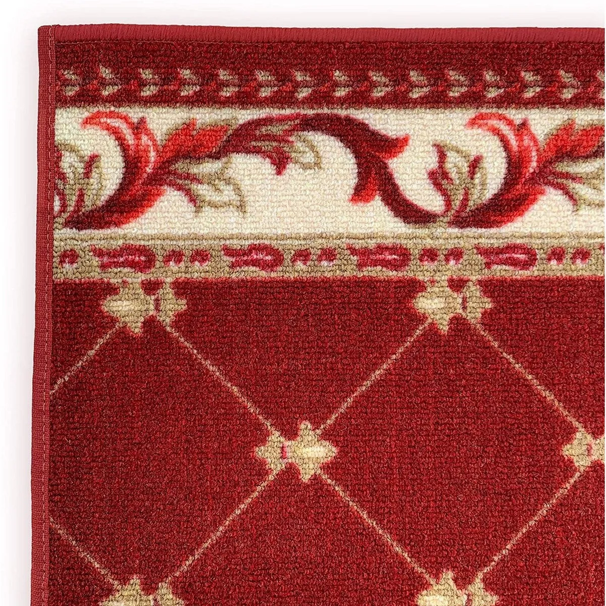 Custom Size Trellis French 31 Inch Wide Non-Slip Stair Runner Rug