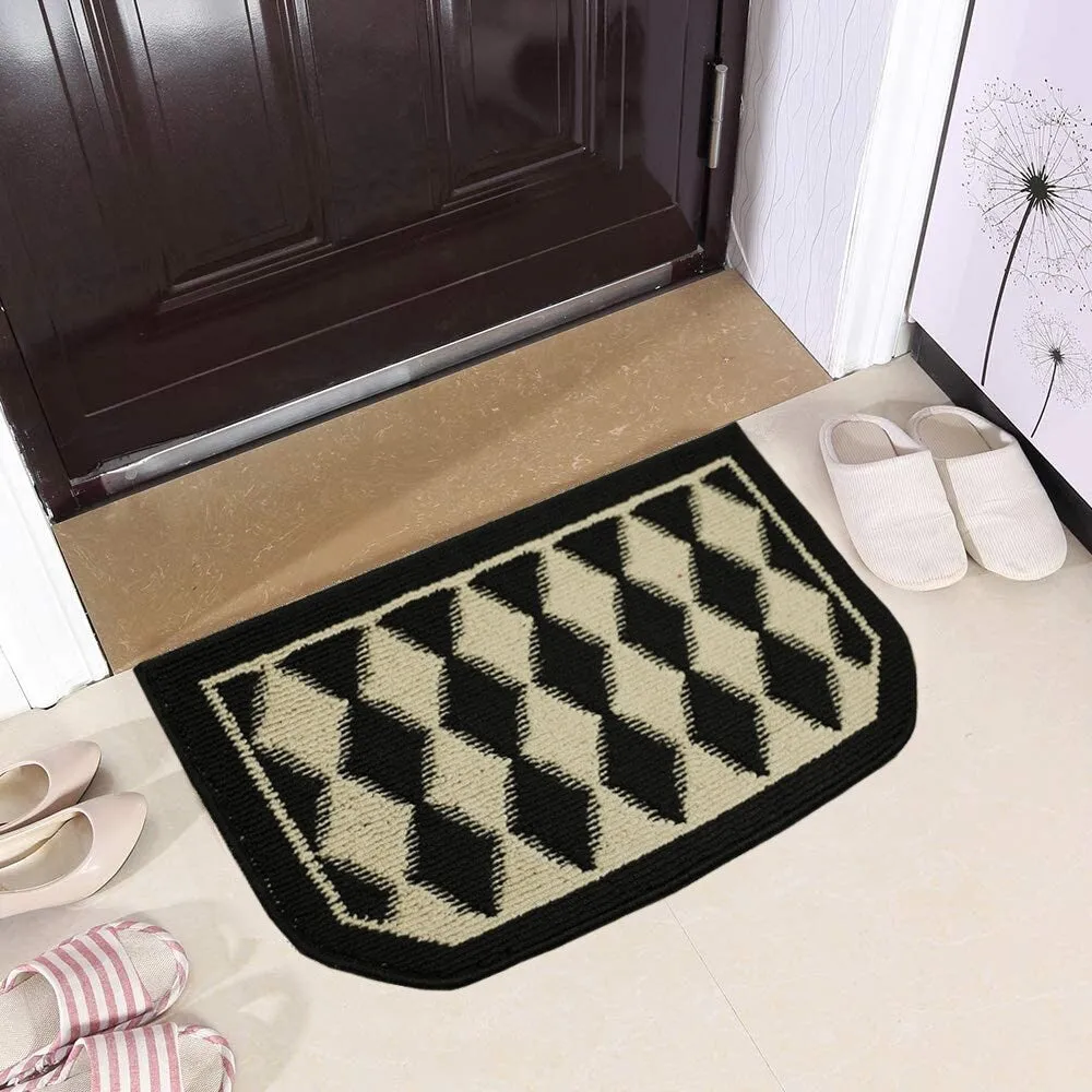Decor Non-Slip Rubber Back Soft Durable Woven Fluffy Runner Area Carpet Floor Mat Indoor Kitchen Rug. Black Pumice Geometric