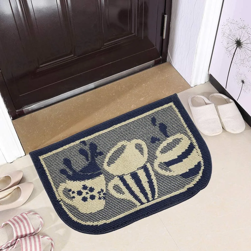 Decor Non-Slip Rubber Back Soft Durable Woven Fluffy Runner Area Carpet Floor Mat Indoor Kitchen Rug. Navy Blue Coffee Cup