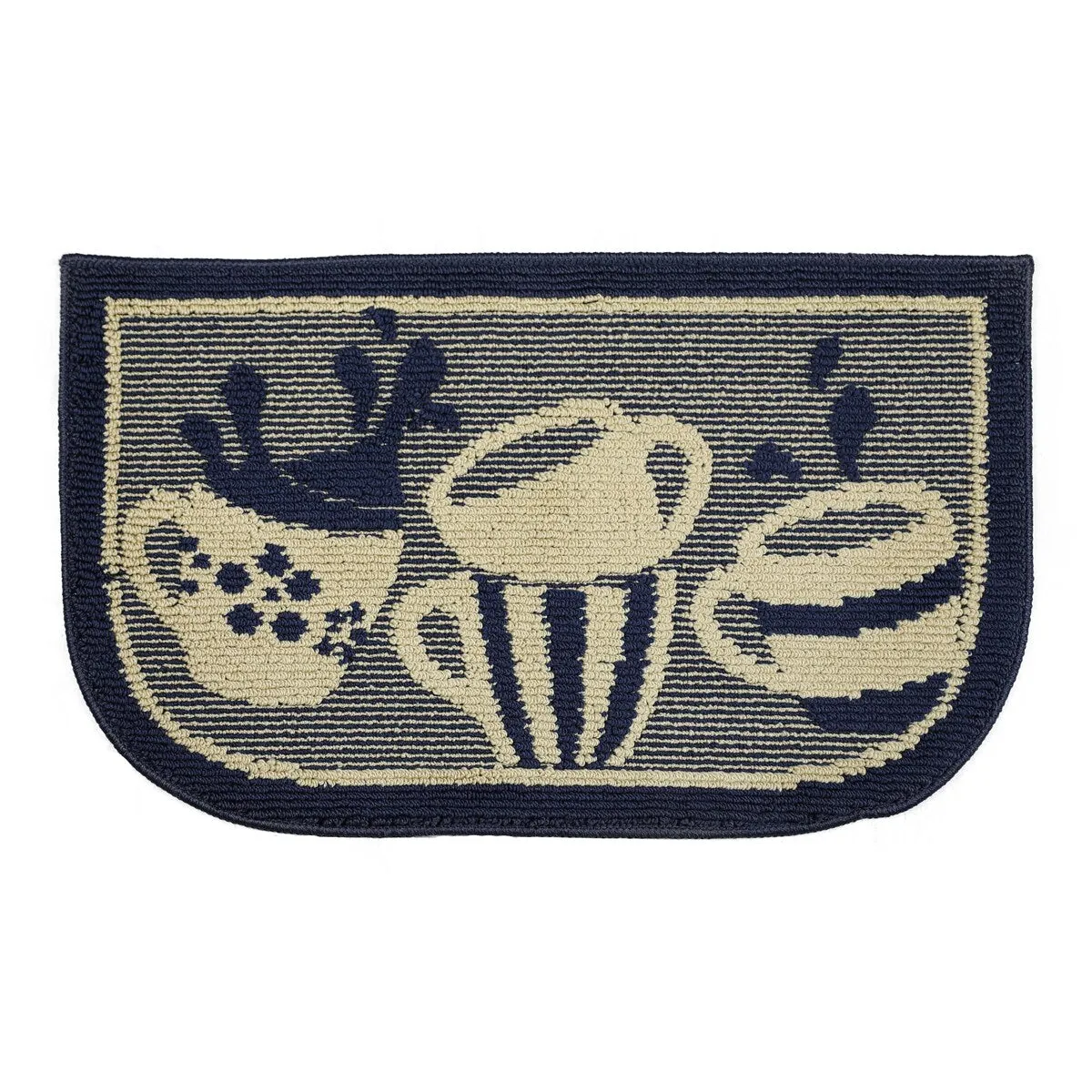 Decor Non-Slip Rubber Back Soft Durable Woven Fluffy Runner Area Carpet Floor Mat Indoor Kitchen Rug. Navy Blue Coffee Cup