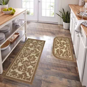 Decor Non-Slip Rubber Back Soft Durable Woven Fluffy Runner Area Carpet Floor Mat Indoor Kitchen Rug. Taupe Maple Leaves