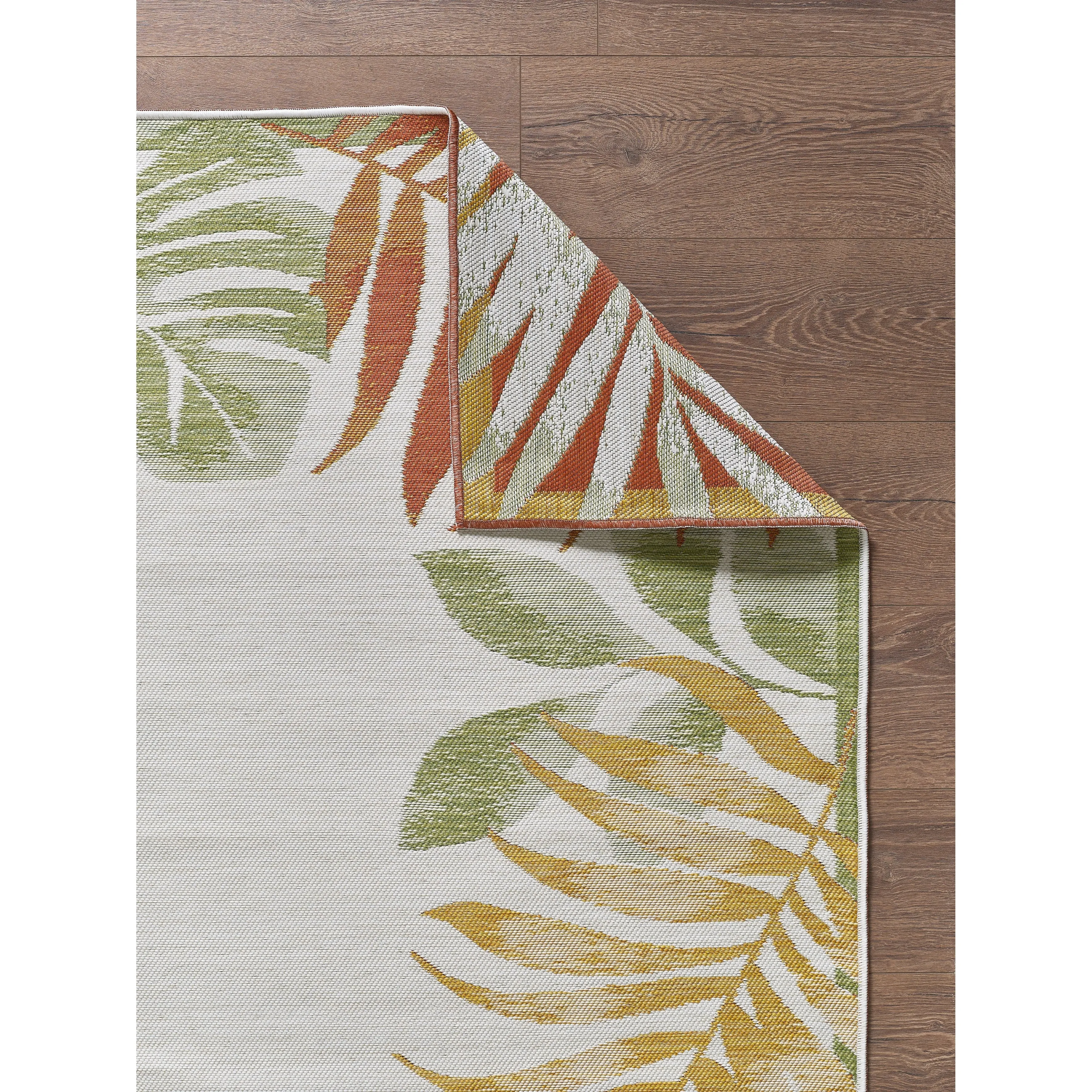 Domani Novarro Tropical Border of Palms Reversible Indoor / Outdoor Area Rug