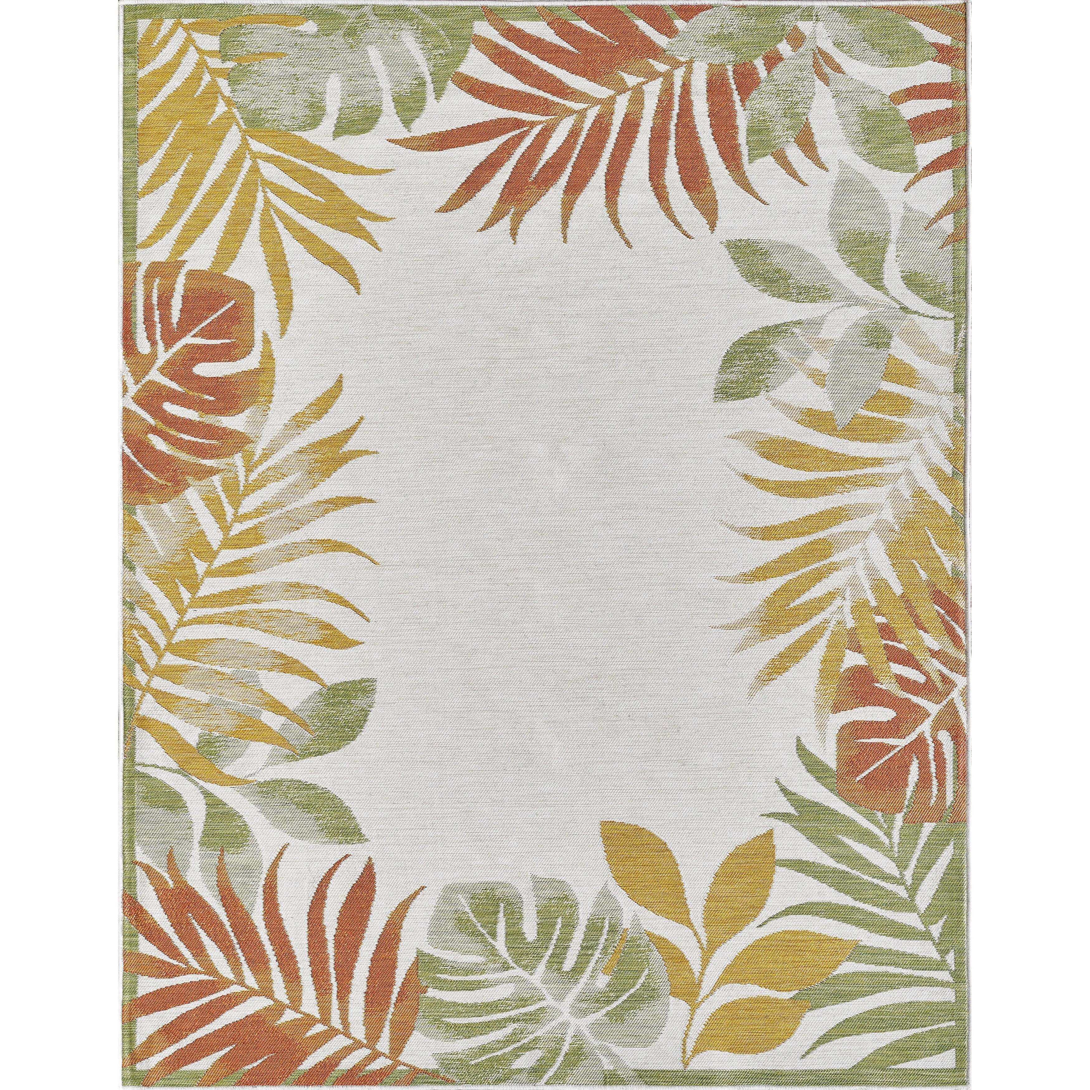Domani Novarro Tropical Border of Palms Reversible Indoor / Outdoor Area Rug