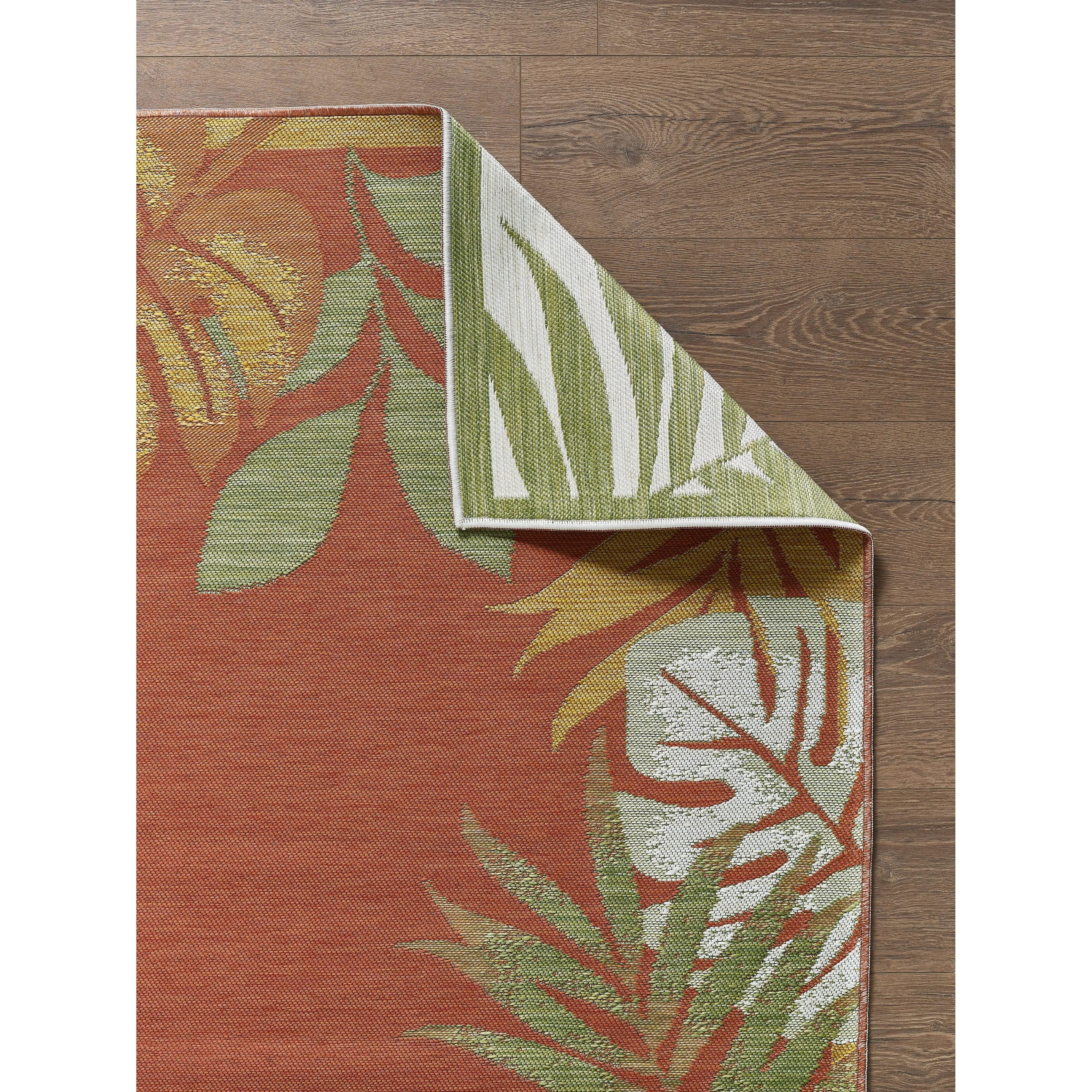 Domani Novarro Tropical Border of Palms Reversible Indoor / Outdoor Area Rug