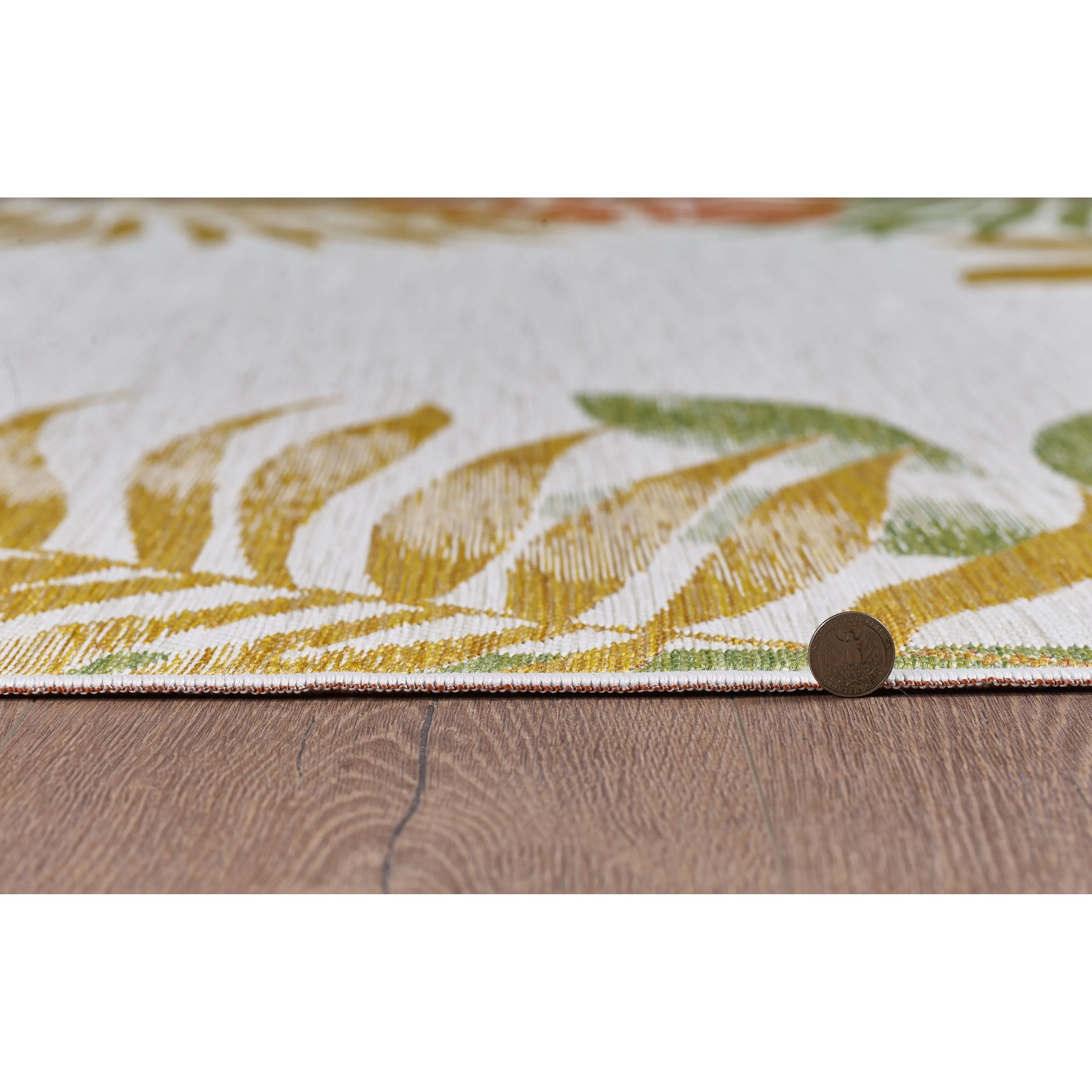 Domani Novarro Tropical Border of Palms Reversible Indoor / Outdoor Area Rug