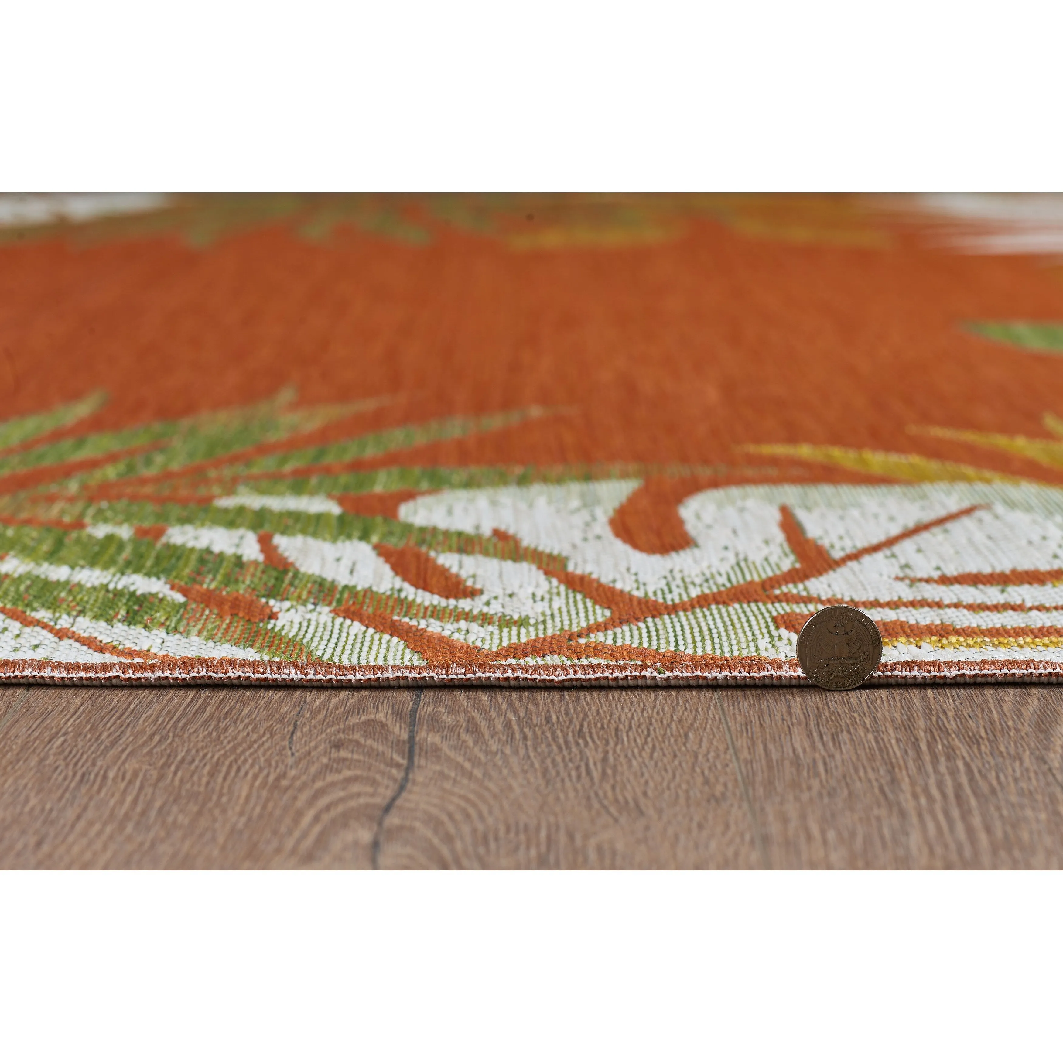 Domani Novarro Tropical Border of Palms Reversible Indoor / Outdoor Area Rug