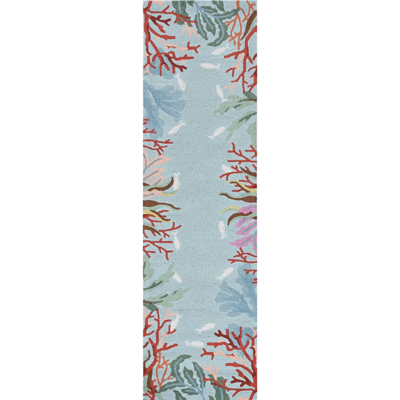 Domani Reef Coral Bordered Hand-hooked Area Rug