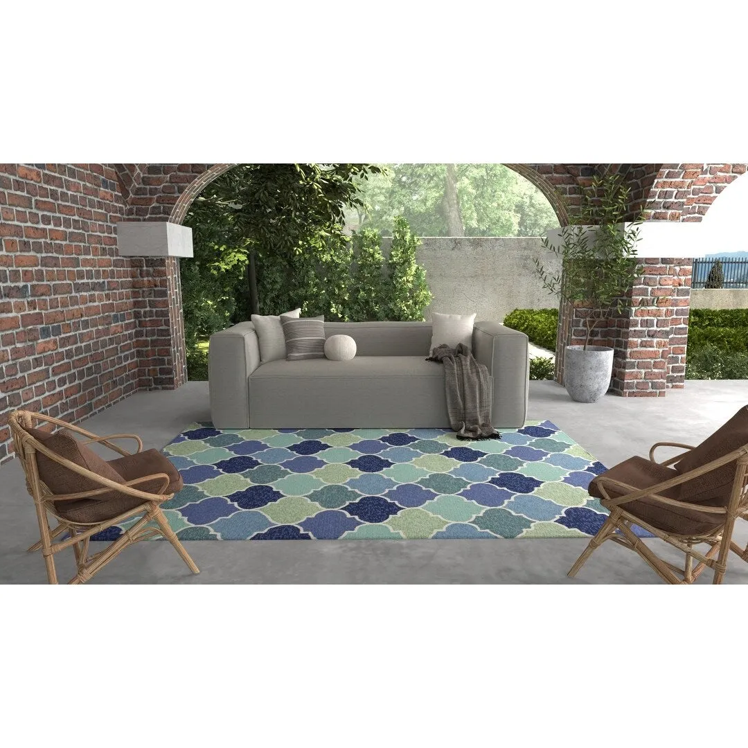 Domani Trails Morroccan Blues Trellis Indoor / Outdoor Rug