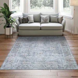 Dream Decor Rugs Legion Misty Garden Blue Floral Non Skid Area Rug