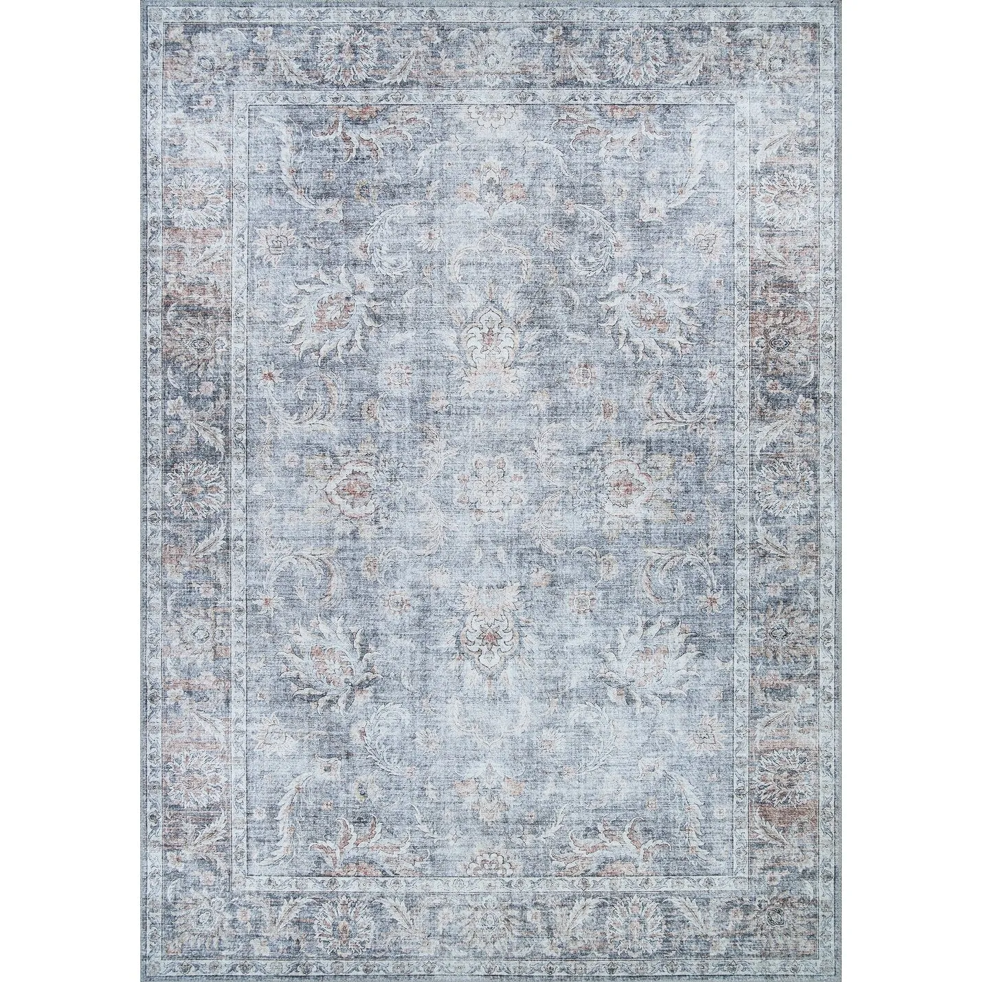 Dream Decor Rugs Legion Misty Garden Blue Floral Non Skid Area Rug