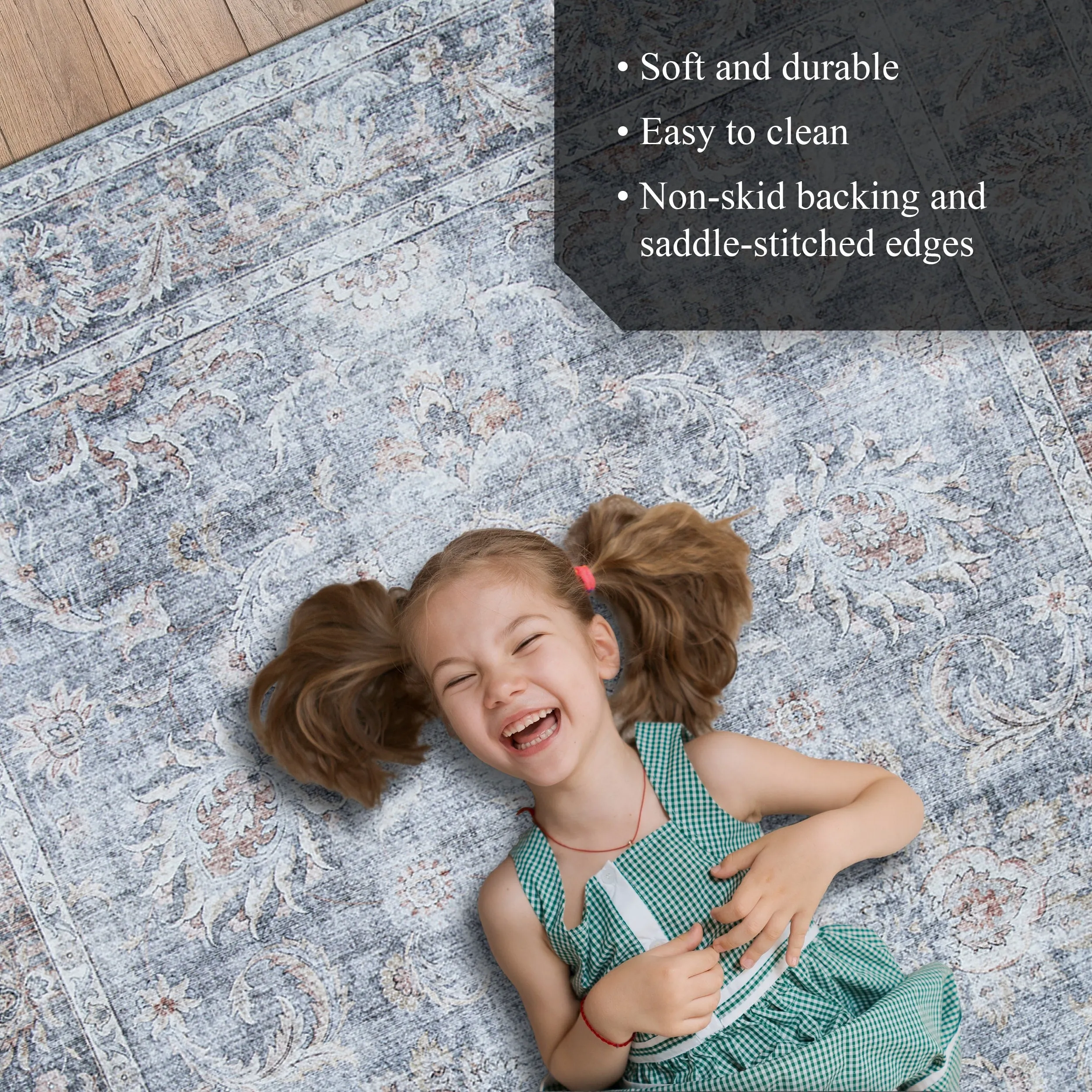 Dream Decor Rugs Legion Misty Garden Blue Floral Non Skid Area Rug