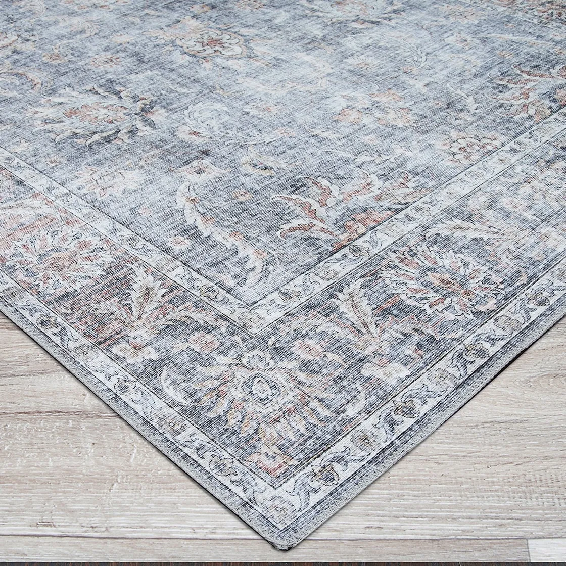 Dream Decor Rugs Legion Misty Garden Blue Floral Non Skid Area Rug