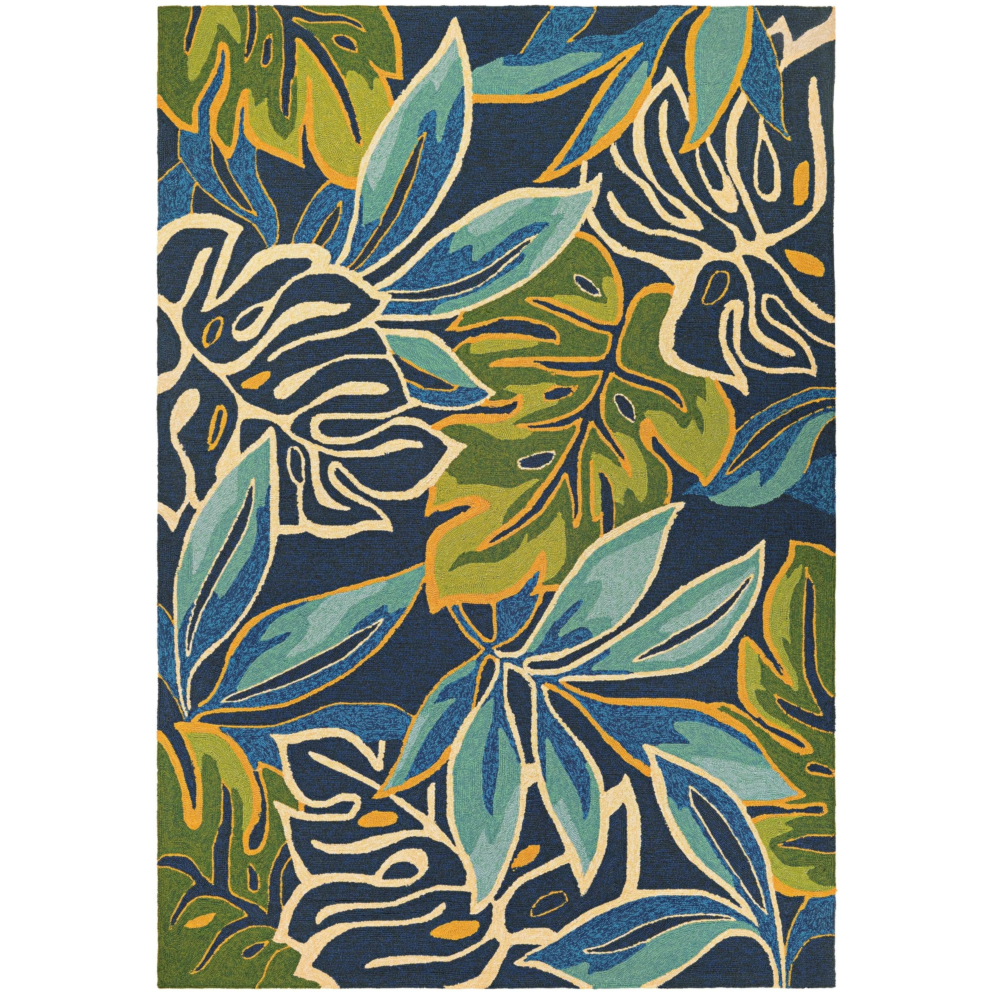 Dream Decor Rugs Miami Palms Blue Forest Green Indoor Outdoor Area Rug