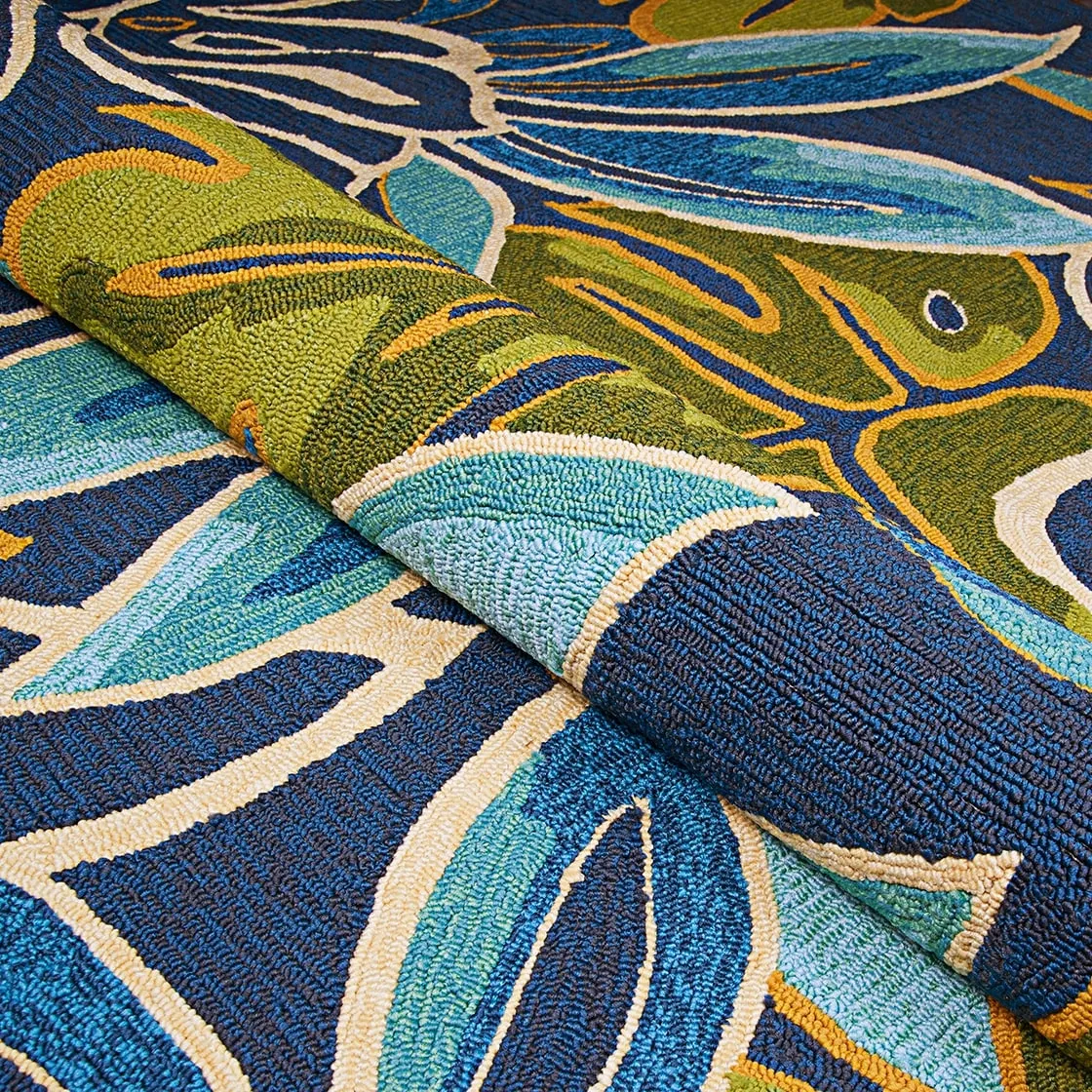 Dream Decor Rugs Miami Palms Blue Forest Green Indoor Outdoor Area Rug