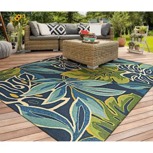 Dream Decor Rugs Miami Palms Blue Forest Green Indoor Outdoor Area Rug
