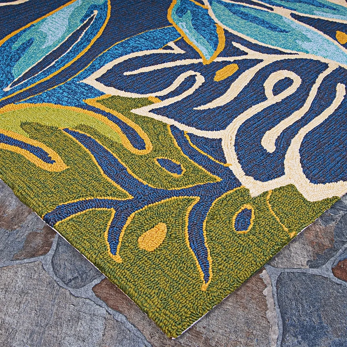 Dream Decor Rugs Miami Palms Blue Forest Green Indoor Outdoor Area Rug
