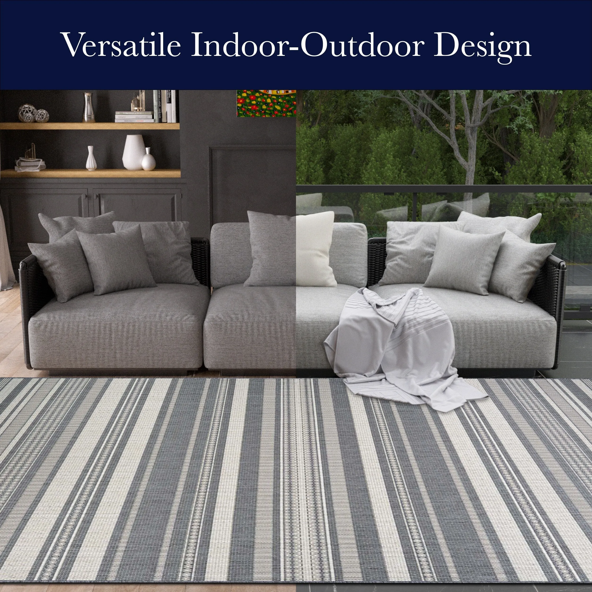 Dream Decor Rugs Pergola Bower Stripe Indoor Outdoor Area Rug