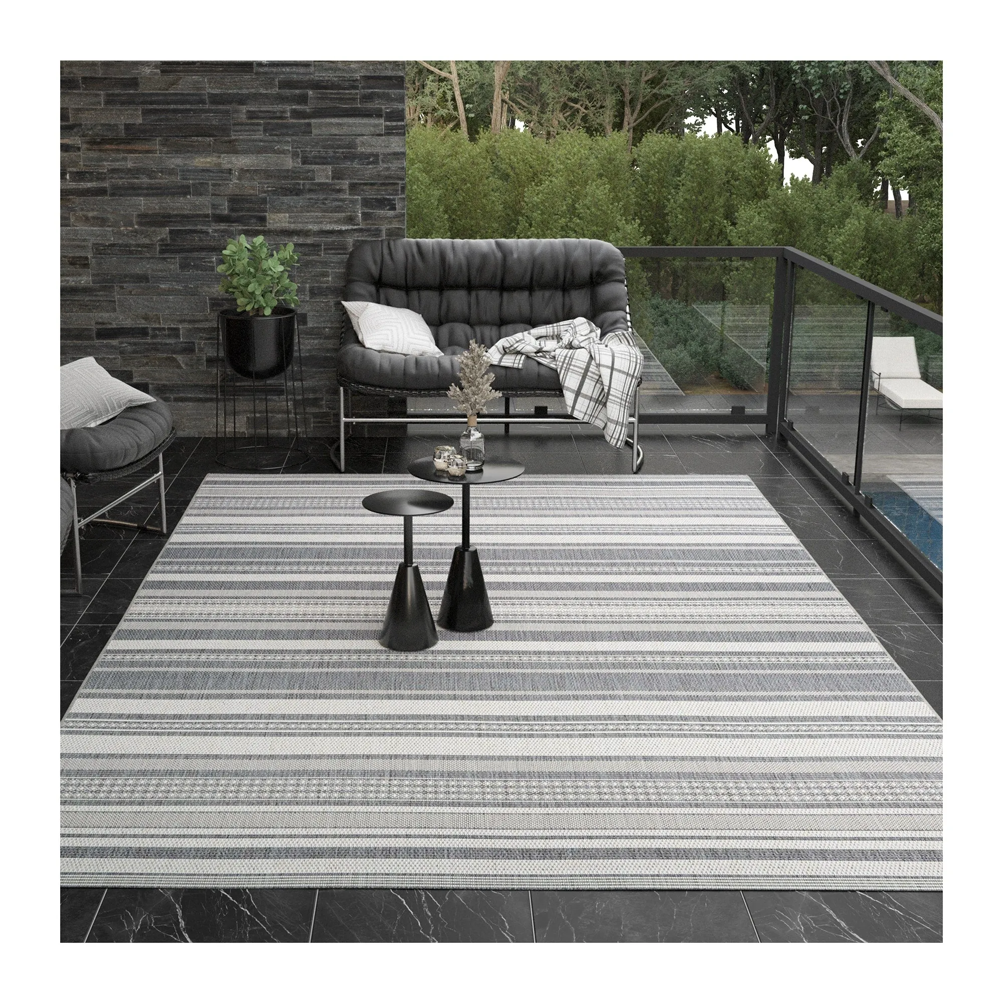 Dream Decor Rugs Pergola Bower Stripe Indoor Outdoor Area Rug
