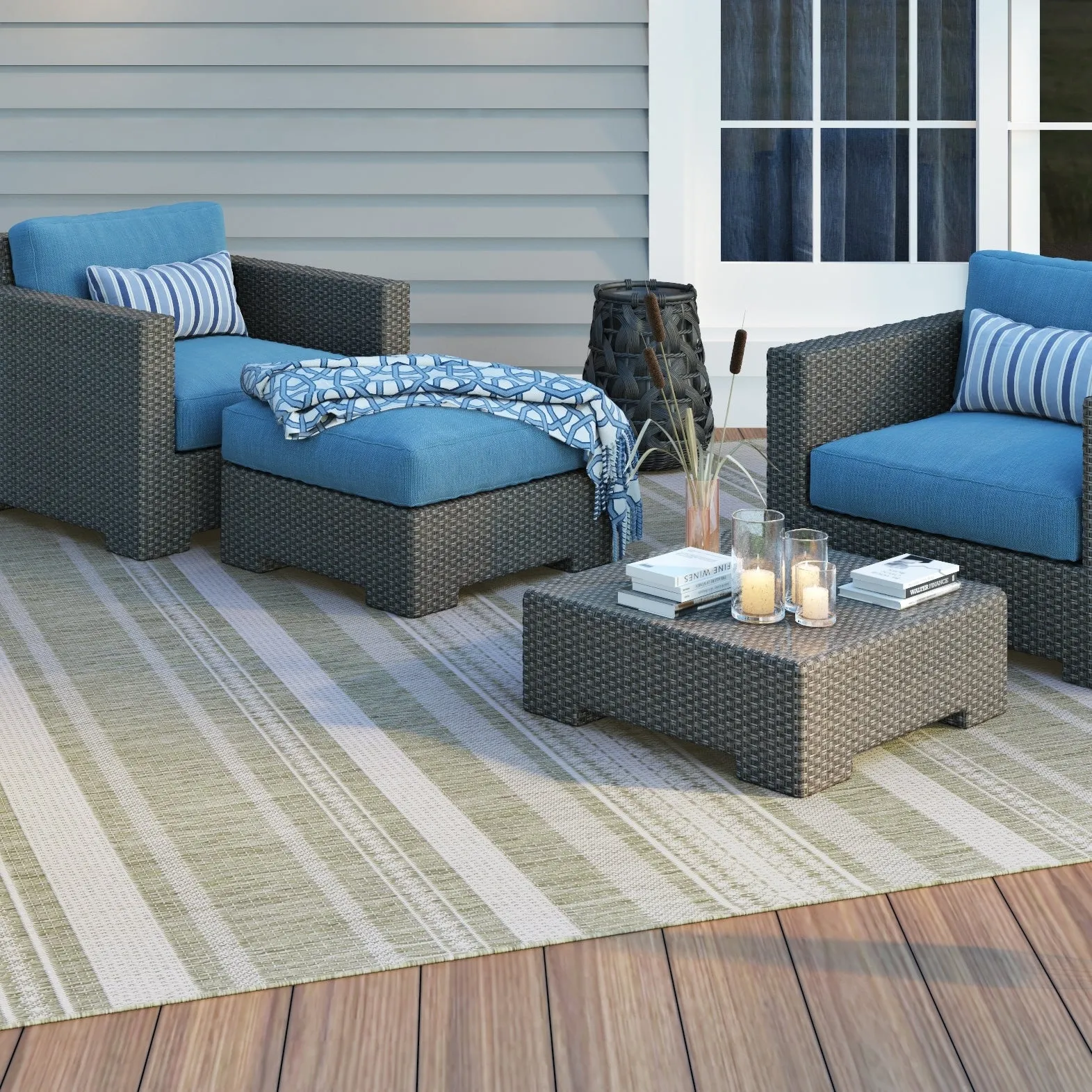 Dream Decor Rugs Pergola Bower Stripe Indoor Outdoor Area Rug